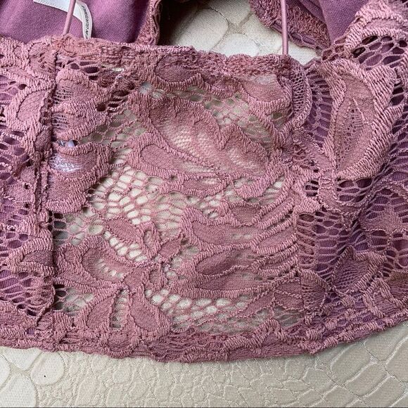 Kimchi Blue plum color lace cropped lined top, Small - Picture 10 of 10